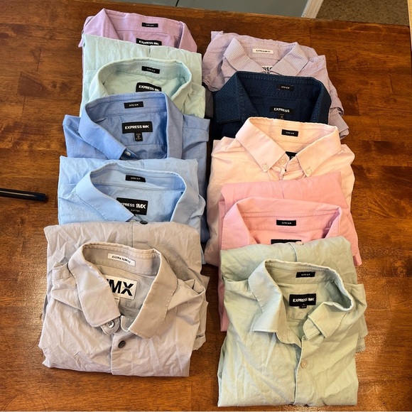 Lot of 10 Express IMX Extra Slim Fit men’s button down shirt size medium 15.5